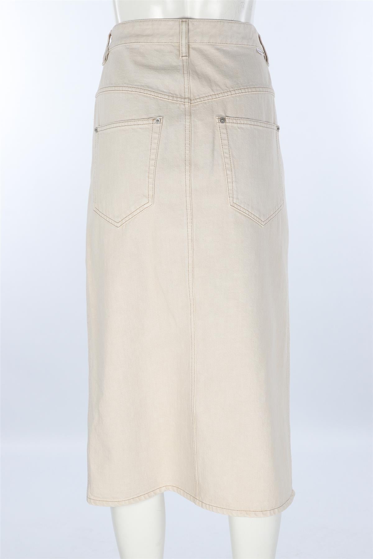 ISABEL MARANT BEIGE DENIM MIDI SKIRT FR 42 UK 14