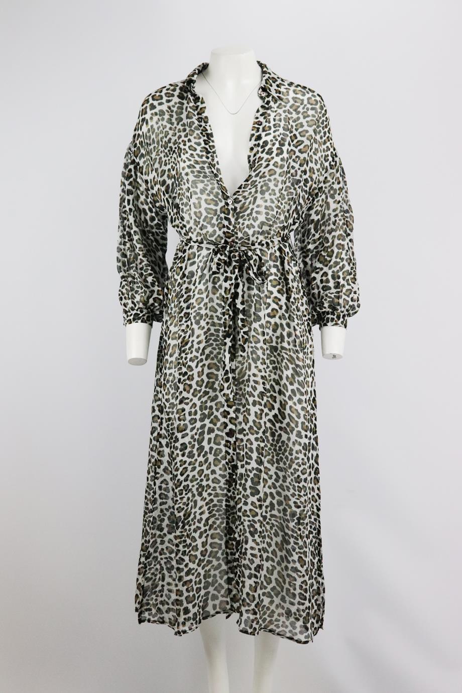 VITAMIN A BELTED LEOPARD PRINT VOILE MIDI DRESS MEDIUM