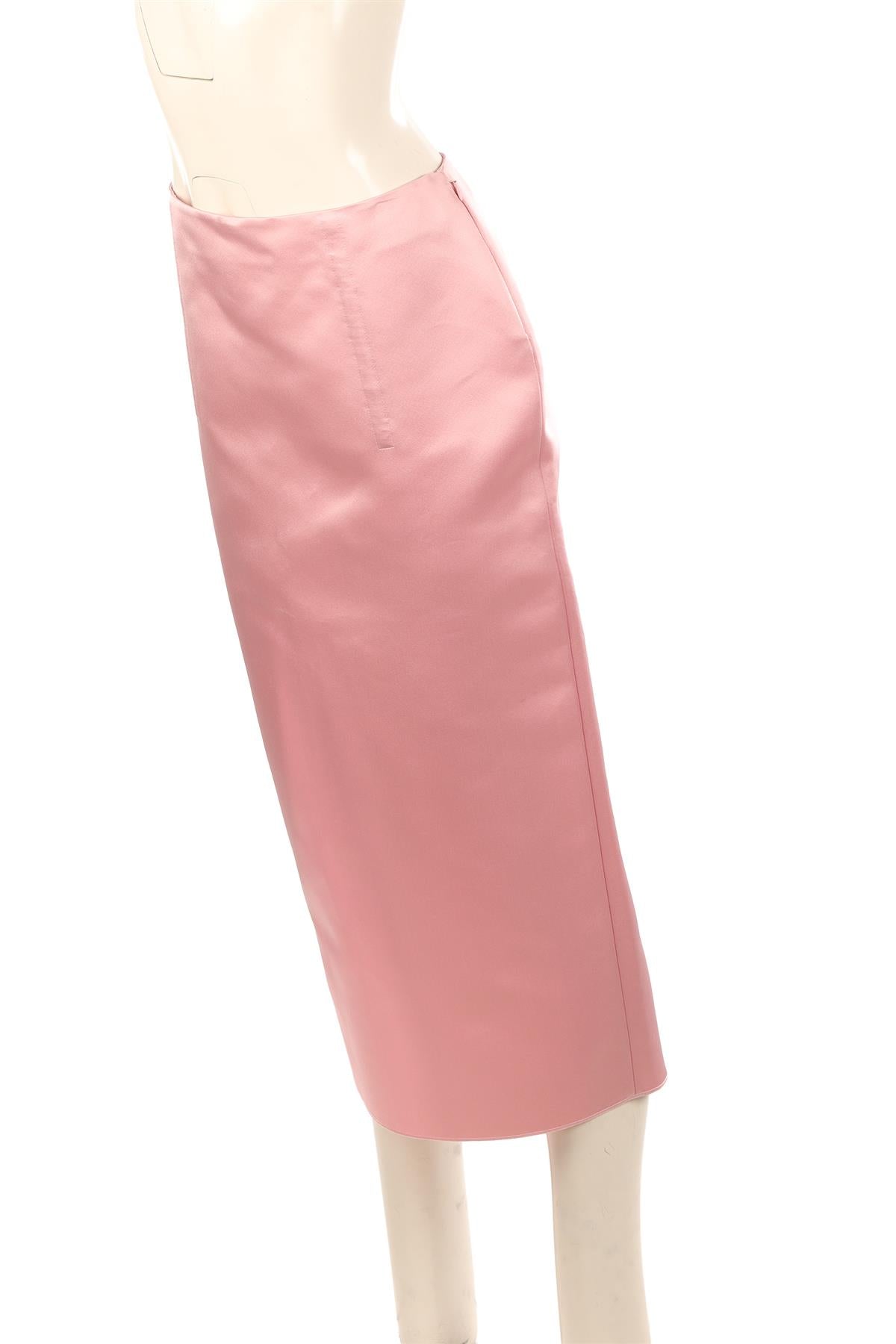 PINK SATIN MAXI SKIRT