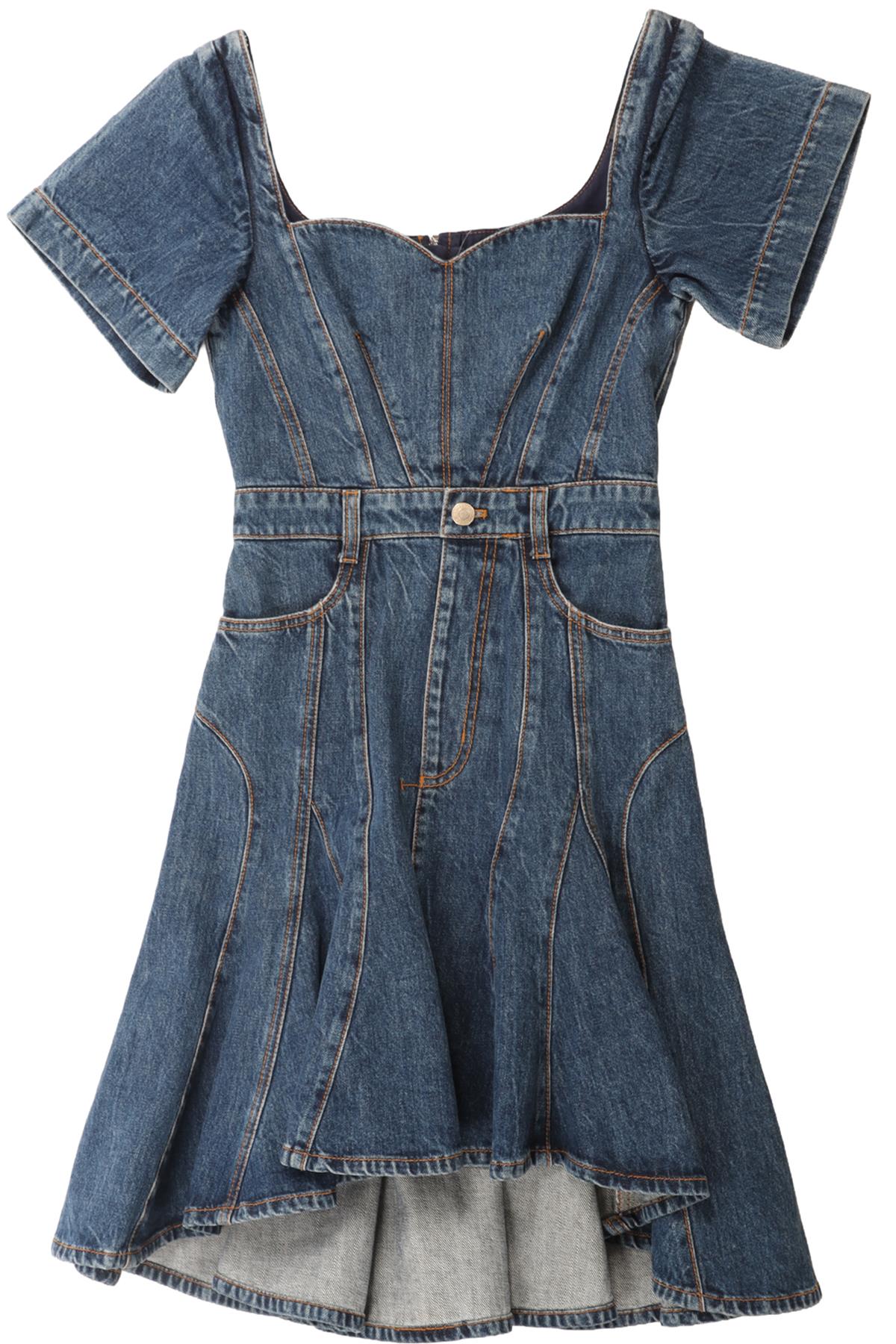 ALEXANDER MCQUEEN BLUE DENIM MINI DRESS IT 36 UK 4