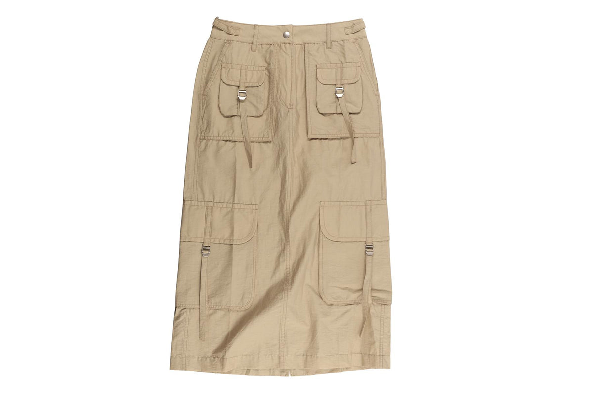 ACNE STUDIOS BEIGE COTTON MIDI SKIRT UK 4
