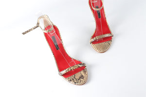 CH CAROLINA HERRERA BEIGE SNAKESKIN SANDALS EU 36 UK 3 US 6