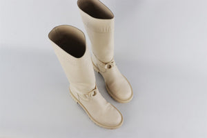 CHRISTIAN DIOR WHITE D-MAJOR LEATHER KNEE HIGH BOOTS EU 41 UK 8 US 11