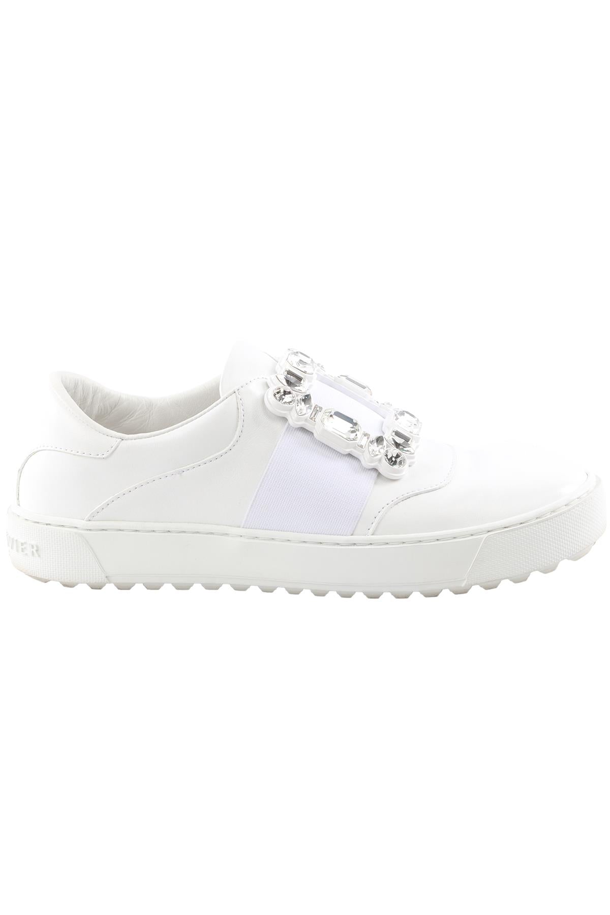 WHITE CRYSTAL AND LEATHER SNEAKERS