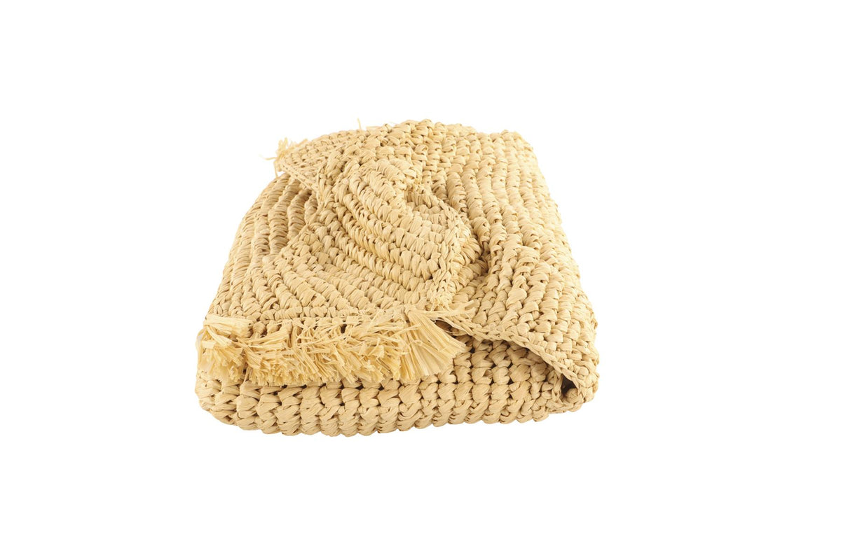 ANYA HINDMARCH BEIGE RAFFIA CLUTCH