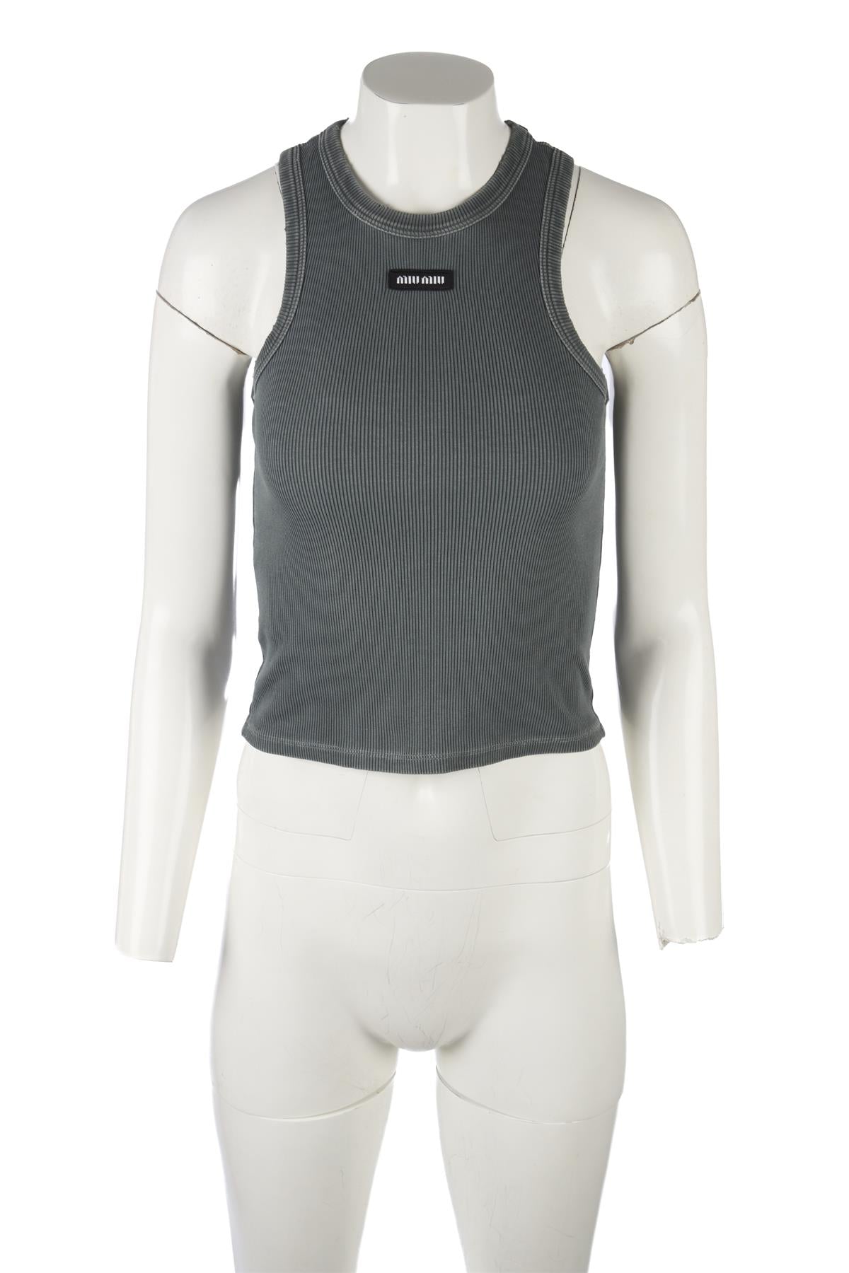 MIU MIU GREY COTTON TOP XSMALL