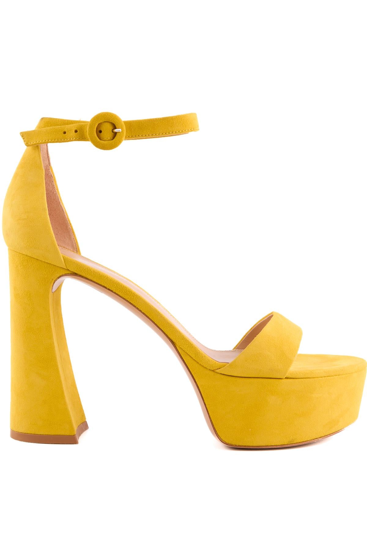 GIANVITO ROSSI YELLOW SUEDE PLATFORM SANDALS EU 39.5 UK 6.5 US 9.5