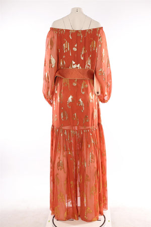 RACHEL ZOE ORANGE SILK MAXI DRESS US 4 UK 8
