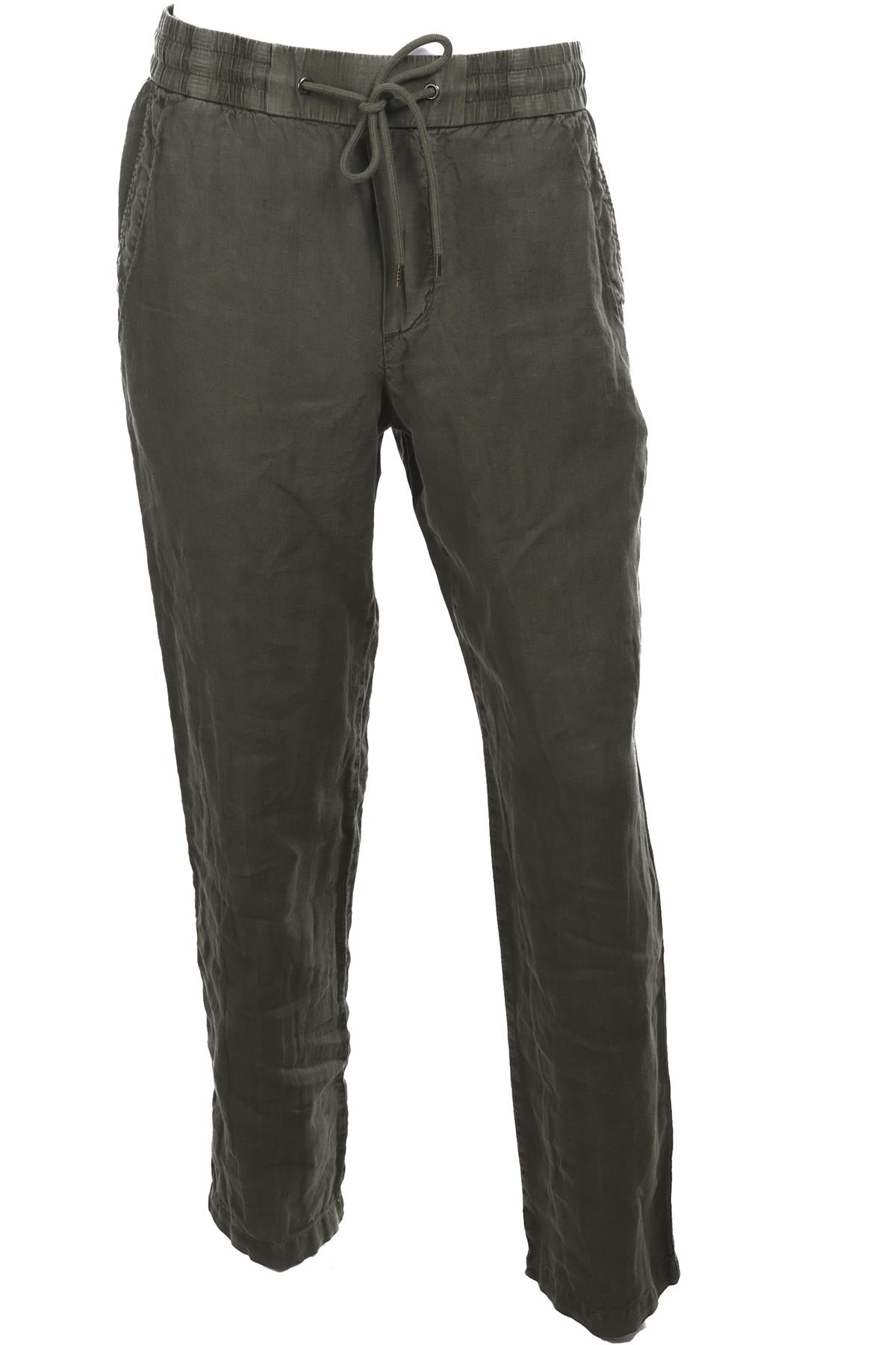 JAMES PERSE GREEN MENS LINEN STRAIGHT LEG PANTS SMALL