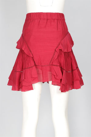 ISABEL MARANT ÉTOILE RED COTTON MINI SKIRT FR 38 UK 10
