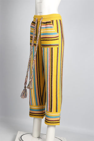 ALANUI YELLOW WOOL PANTS SMALL