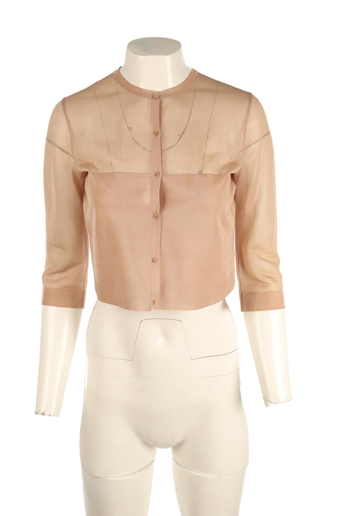 ALAÏA NUDE KNIT CARDIGAN FR 38 UK 10