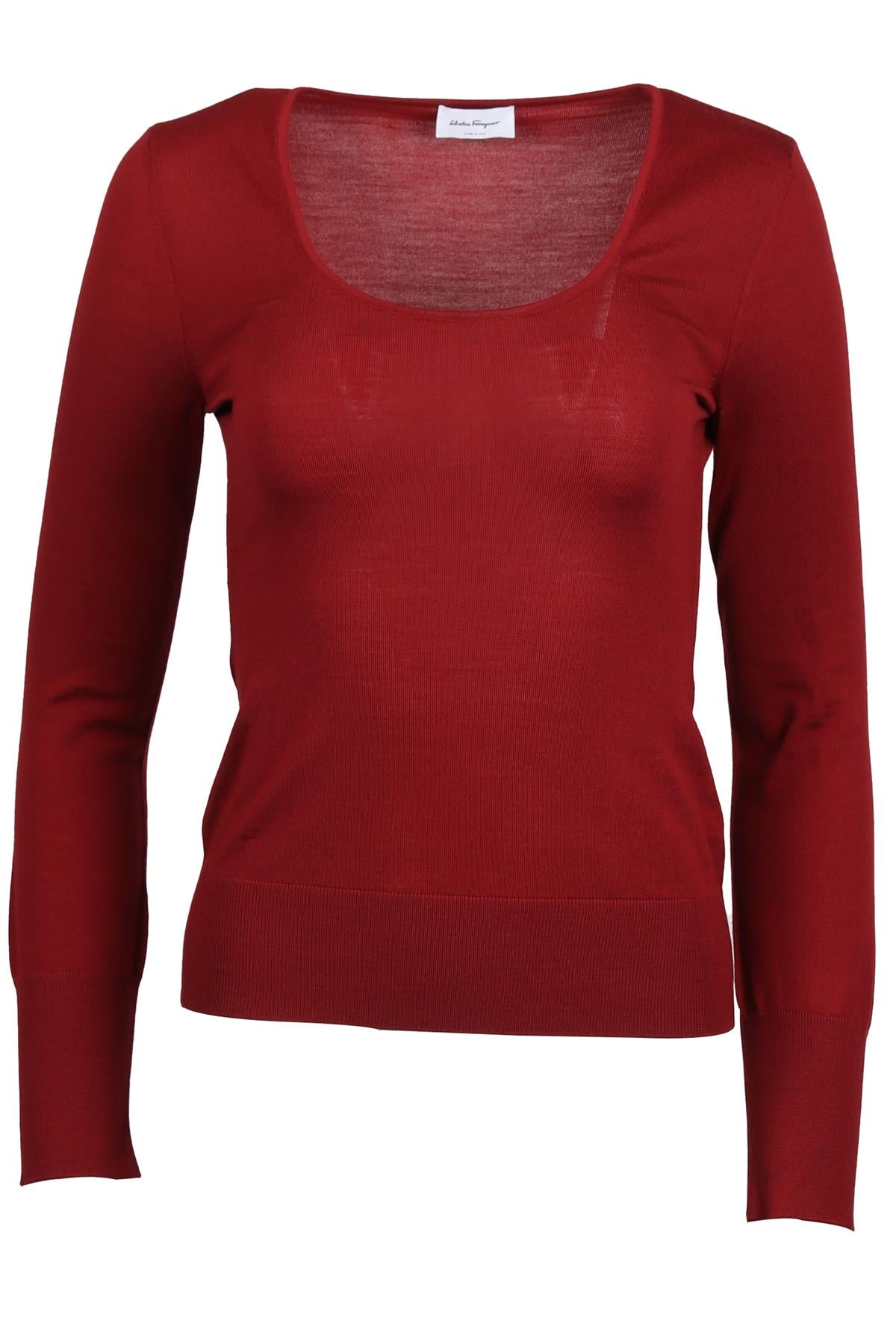 SALVATORE FERRAGAMO BURGUNDY WOOL BLEND SWEATER SMALL