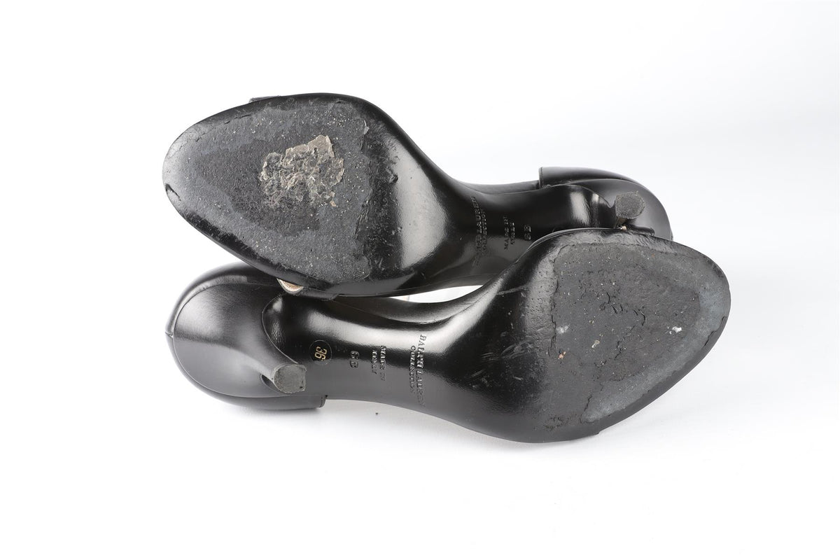 RALPH LAUREN COLLECTION BLACK LEATHER SANDALS EU 36 UK 3 US 6
