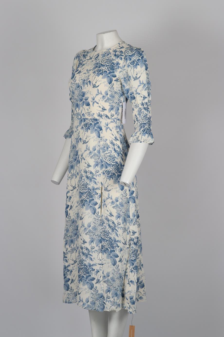 REFORMATION FLORAL PRINT CREPE MIDI DRESS US 2 UK 6