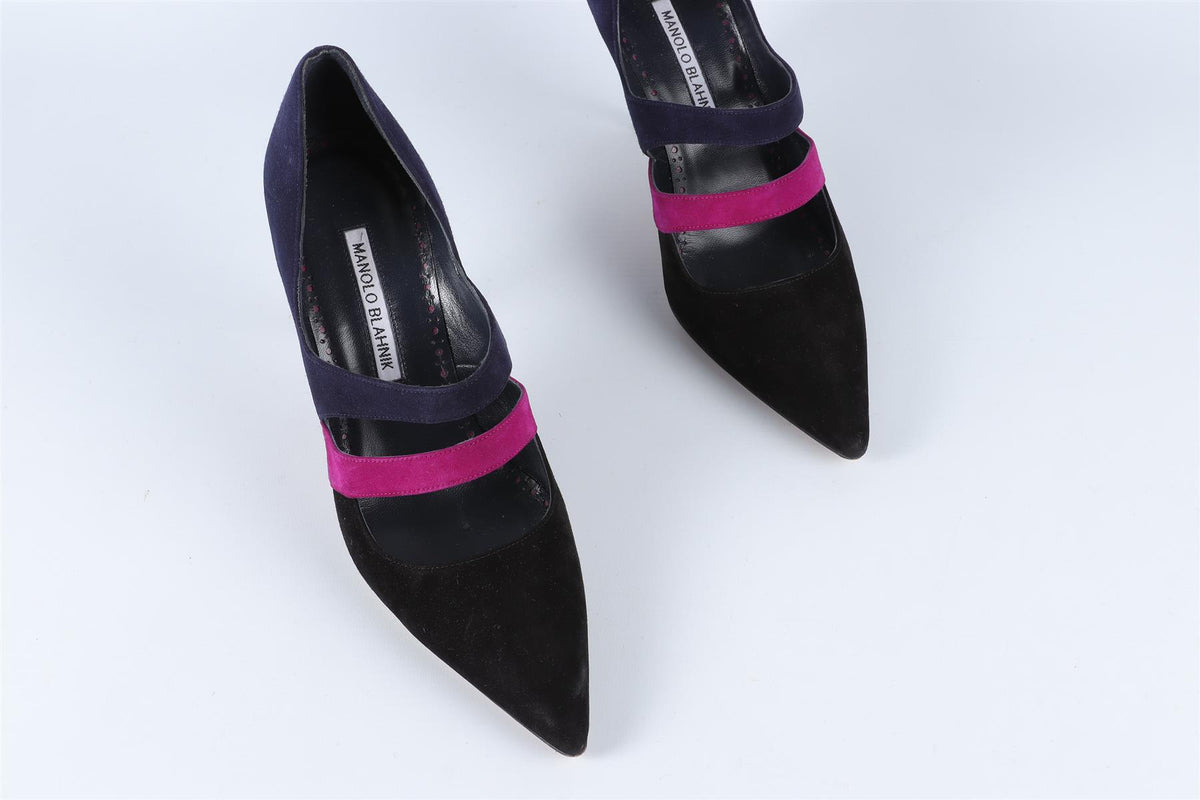 MANOLO BLAHNIK BLACK SUEDE PUMPS EU 38 UK 5 US 8