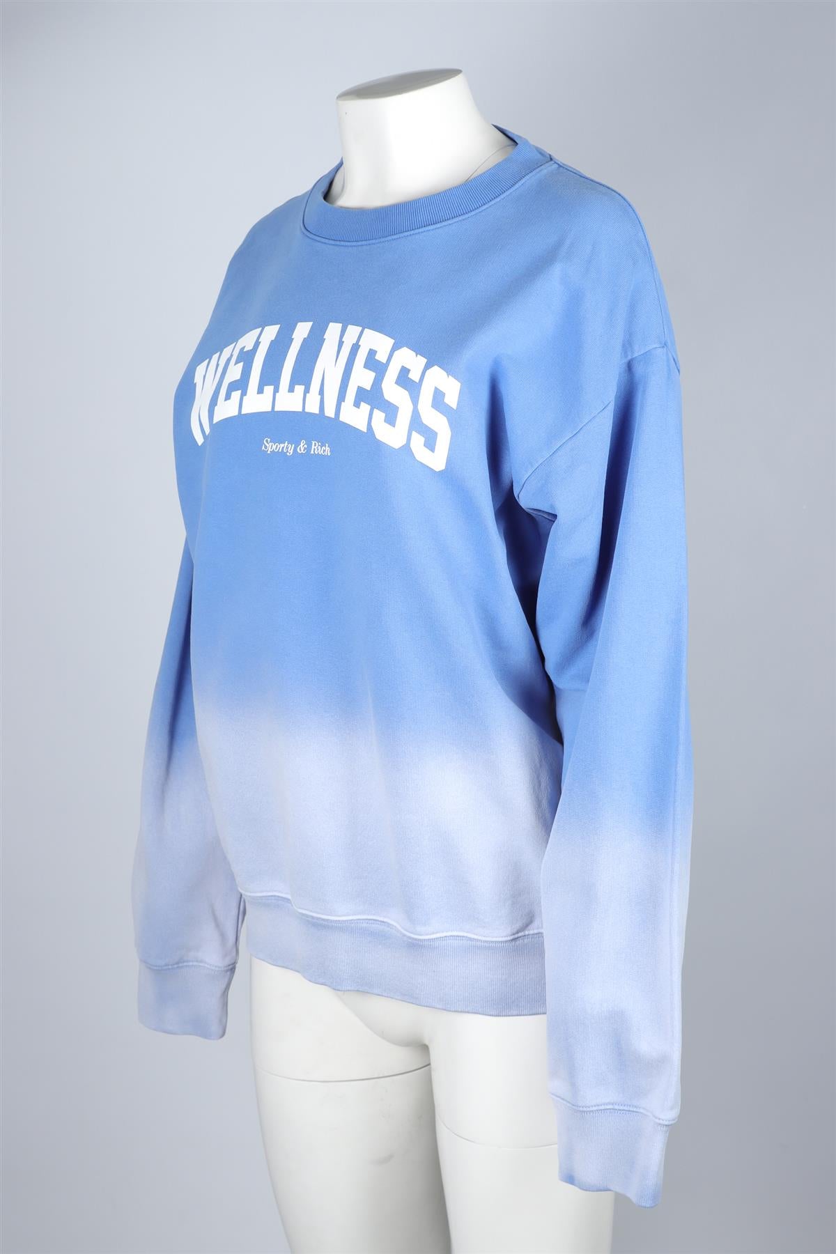 SPORTY & RICH BLUE COTTON SWEATSHIRT MEDIUM