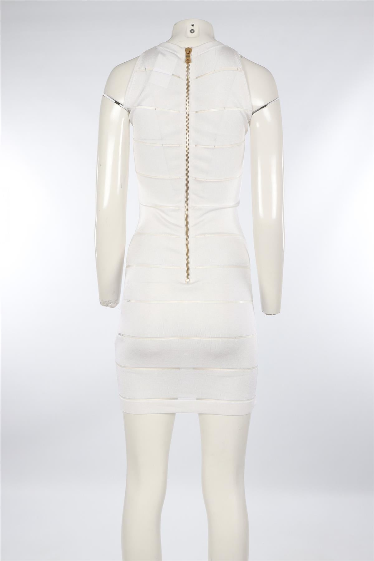 BALMAIN WHITE KNIT MINI DRESS FR 36 UK 8