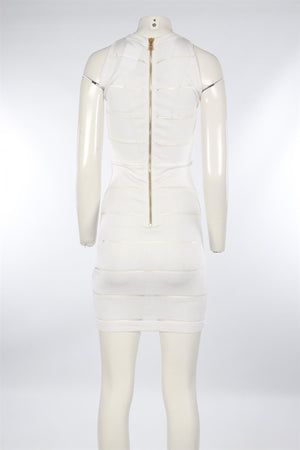 BALMAIN WHITE KNIT MINI DRESS FR 36 UK 8