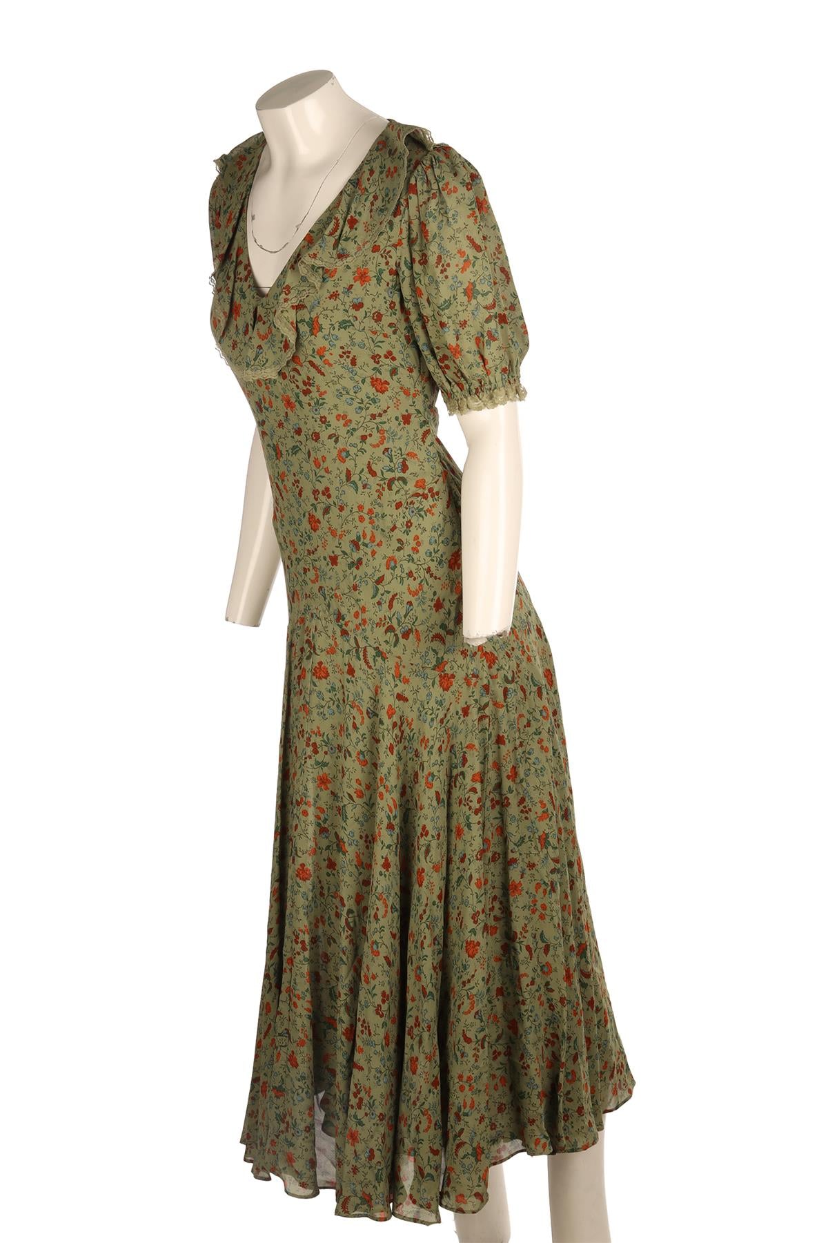 REFORMATION GREEN CREPE MAXI DRESS US 2 UK 6