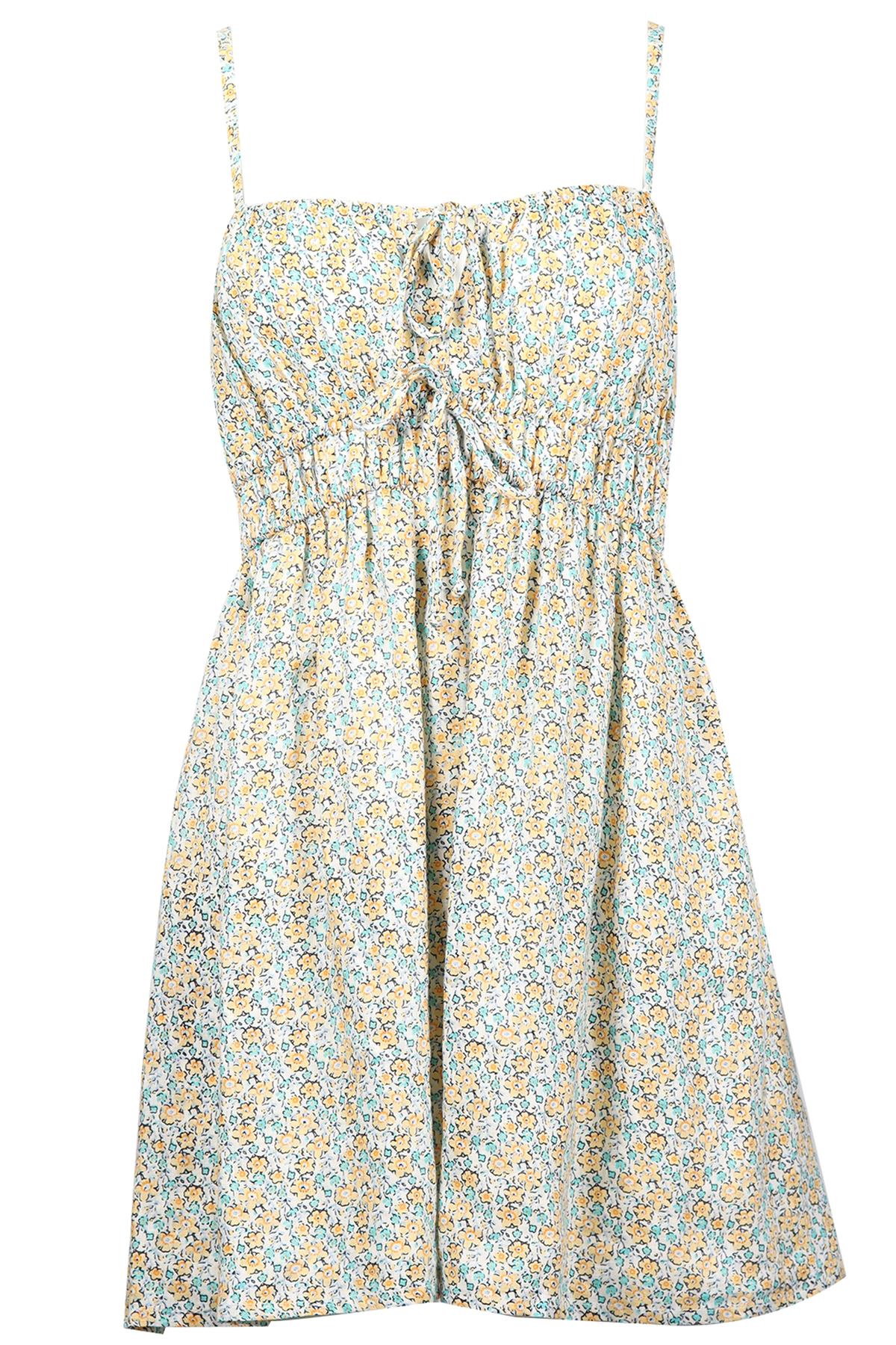 FAITHFULL THE BRAND FLORAL PRINT CHIFFON MINI DRESS SMALL