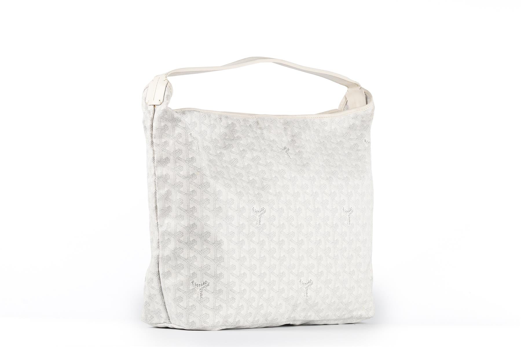 GOYARD WHITE BOHÈME HOBO COATED CANVAS SHOULDER BAG