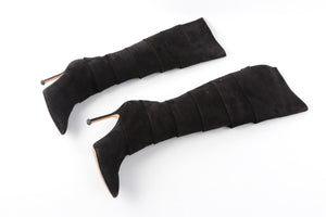 MANOLO BLAHNIK BLACK SUEDE KNEE HIGH BOOTS EU 38 UK 5 US 8
