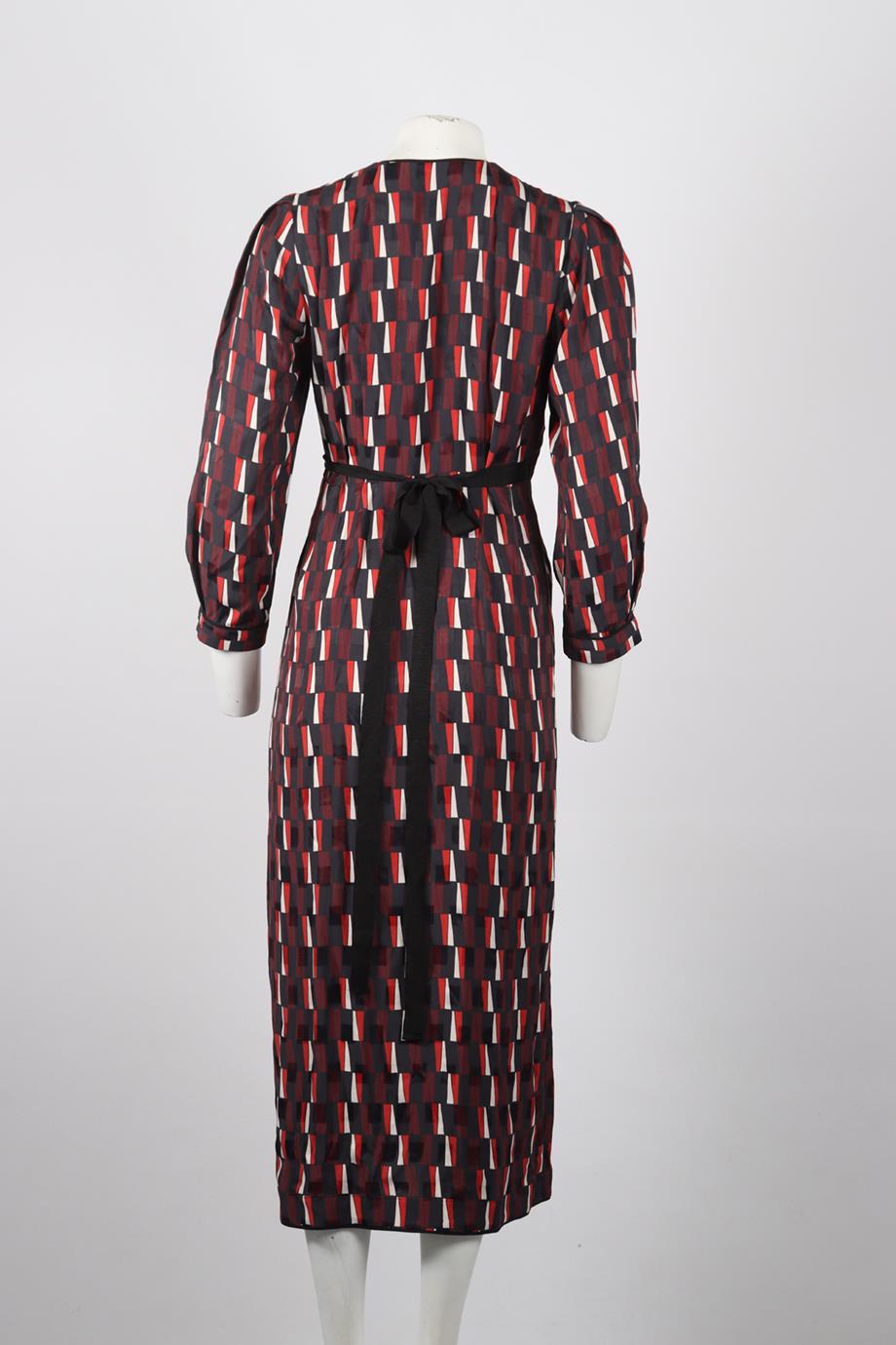 CEFINN PRINTED SATIN MAXI WRAP DRESS UK 10
