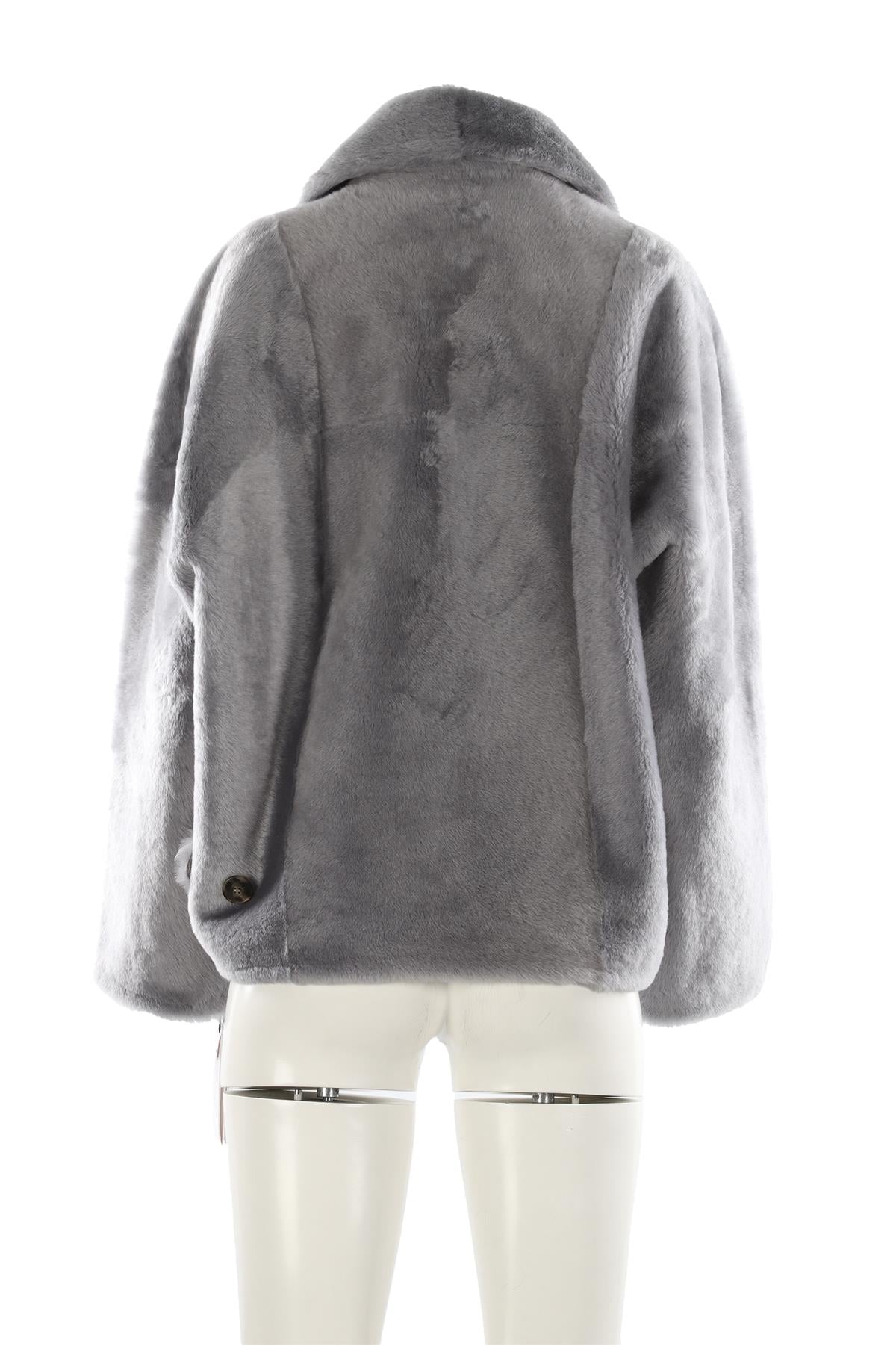 YVES SALOMON GREY SHEARLING JACKET FR 40 UK 12