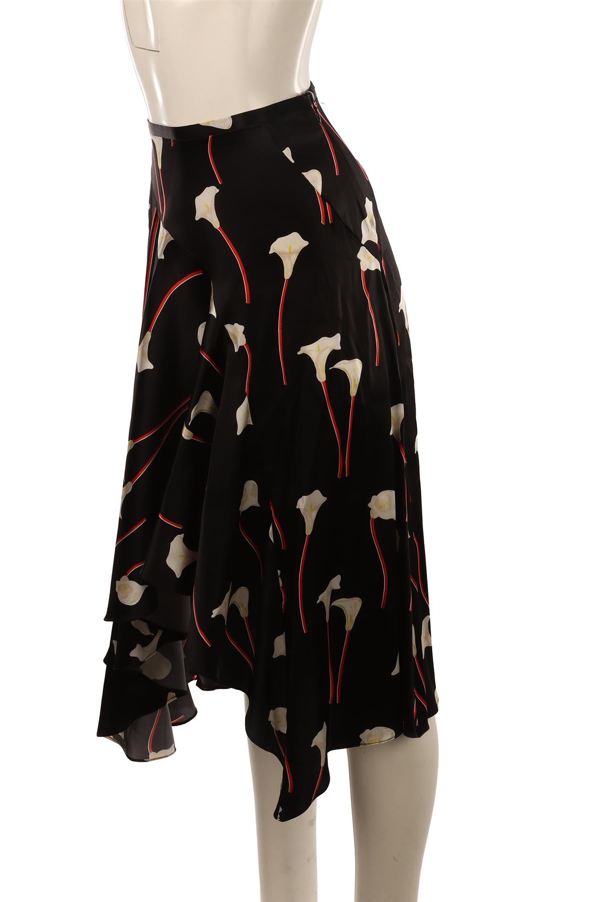 CAROLINE CONSTAS BLACK SILK MAXI SKIRT XSMALL