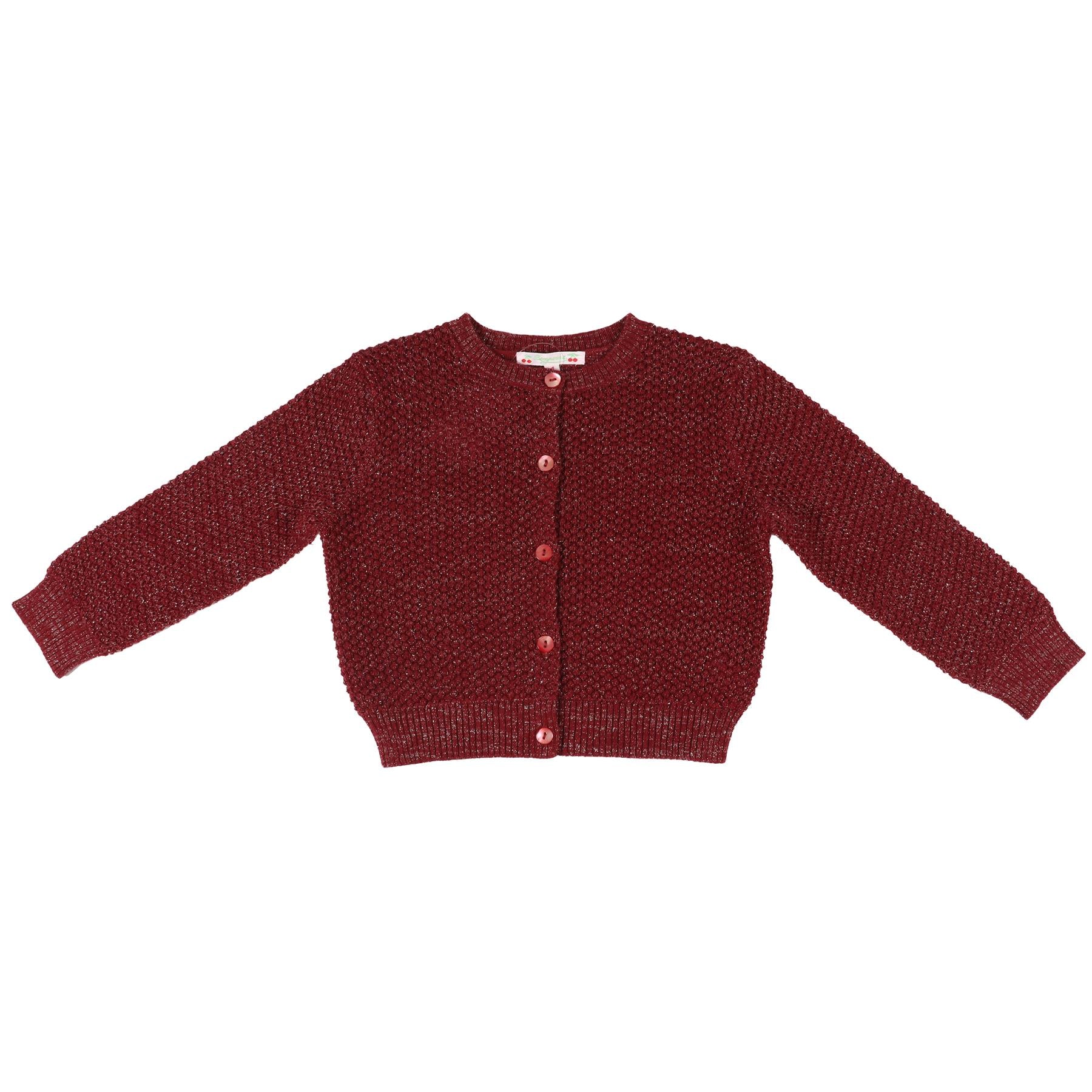 BONPOINT BURGUNDY KIDS GIRLS WOOL CARDIGAN 4 YEARS