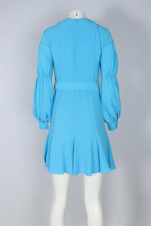 EMILIA WICKSTEAD BLUE CHIFFON MINI DRESS UK 10 US 6