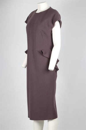 BOTTEGA VENETA MAUVE WOOL MIDI DRESS IT 46 UK 14