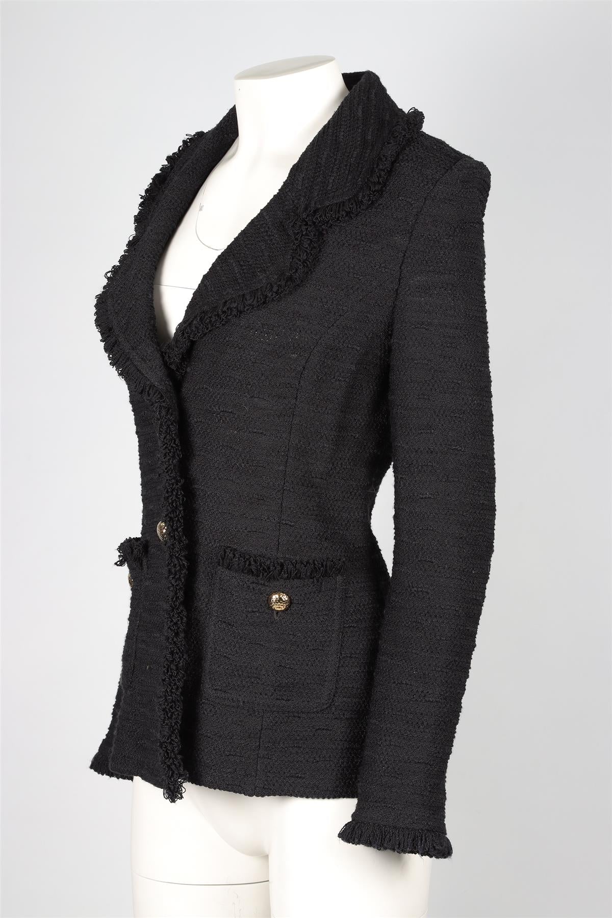 ST JOHN'S CAVIAR BLACK WOOL JACKET US 6 UK 10