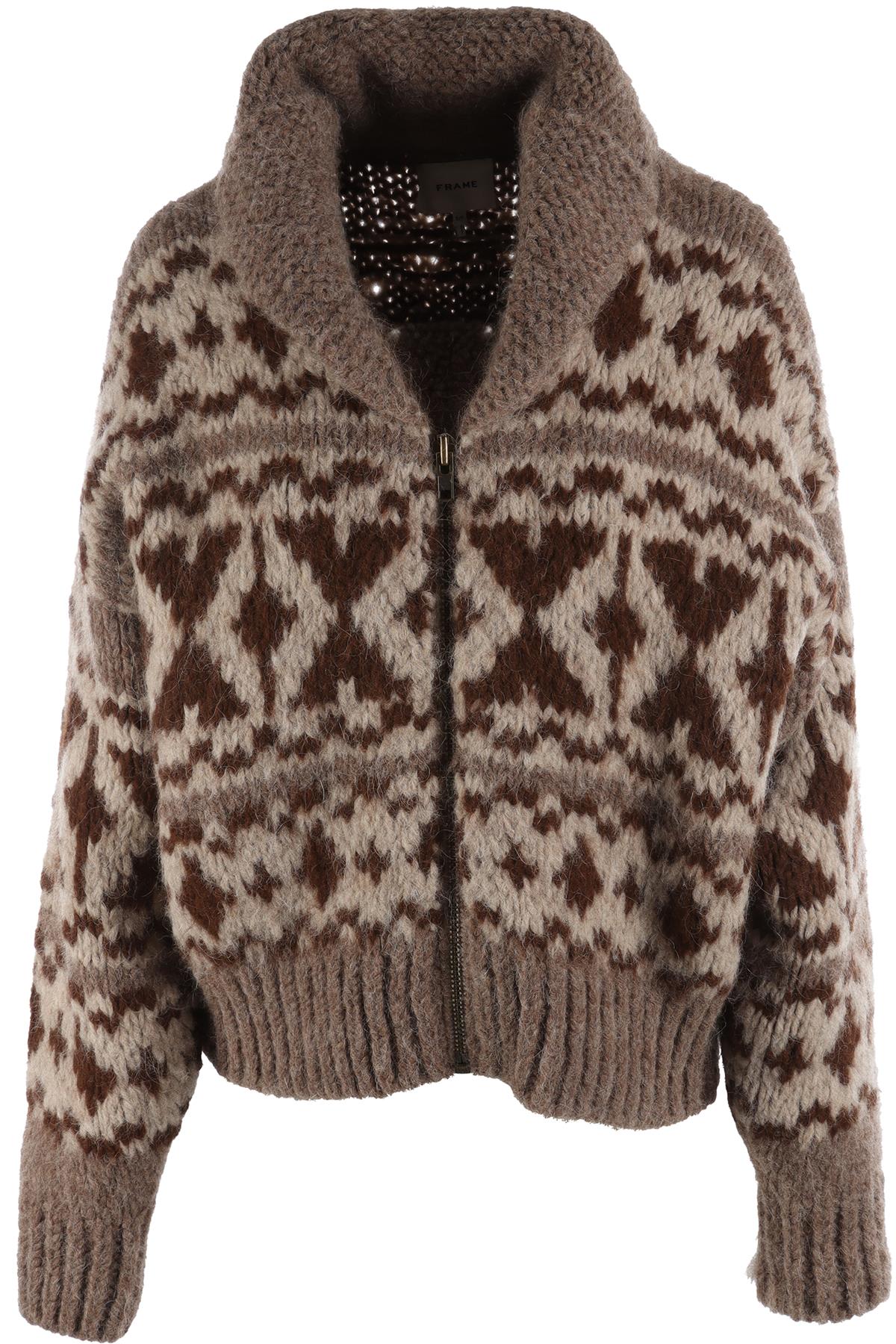 FRAME BROWN ALPACA CARDIGAN SMALL