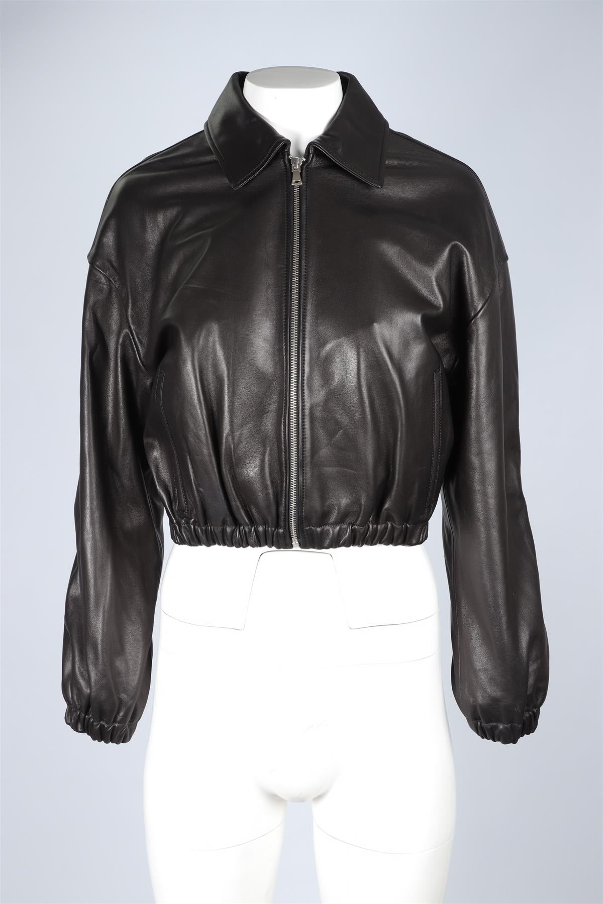 NOUR HAMMOUR BLACK LEATHER JACKET FR 36 UK 8