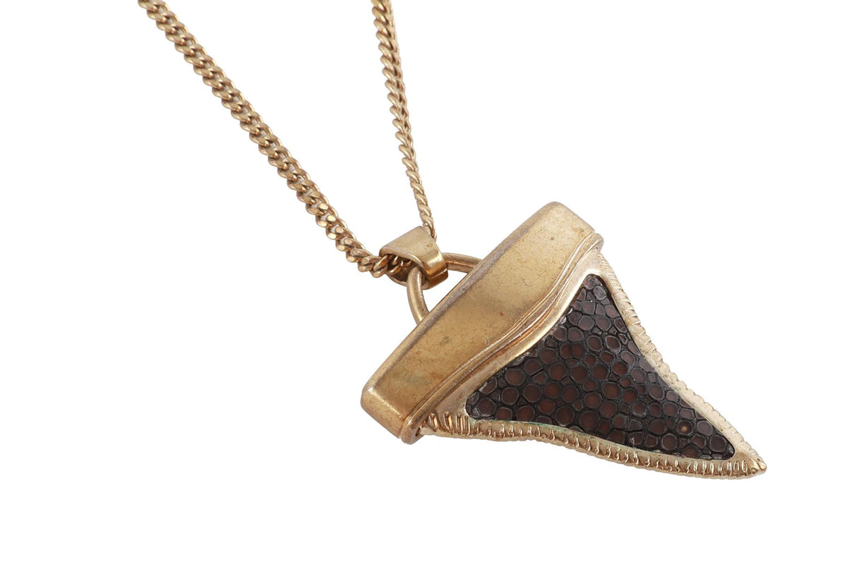 GIVENCHY BRONZE SHARK TOOTH CHAIN NECKLACE