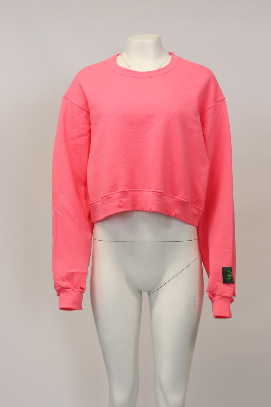 DANZY DISTRESSED COTTON JERSEY SWEATSHIRT LARGE