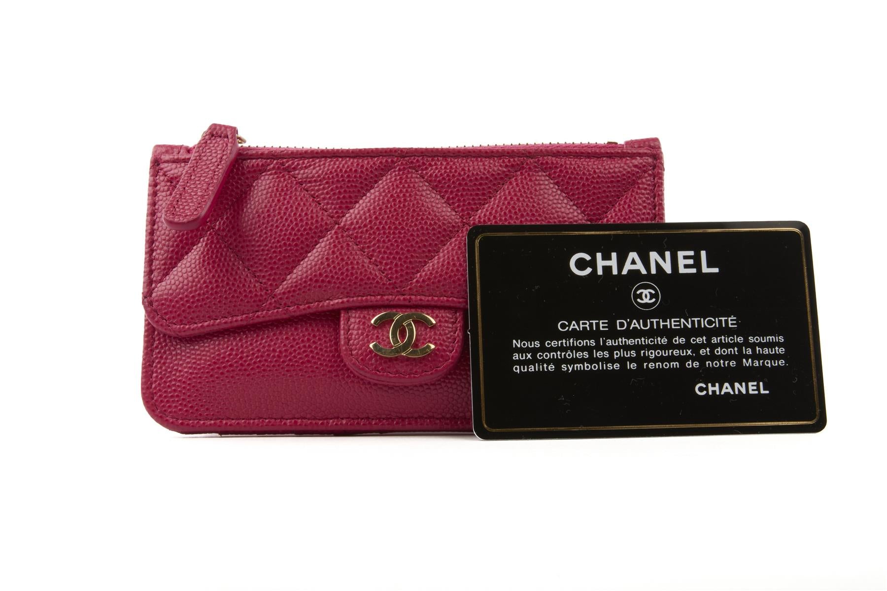 CHANEL PINK 2019 QUILTED CAVIAR LEATHER WALLET