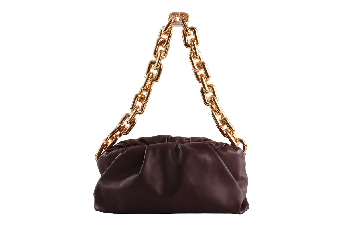 PURPLE THE CHAIN POUCH LEATHER SHOULDER BAG