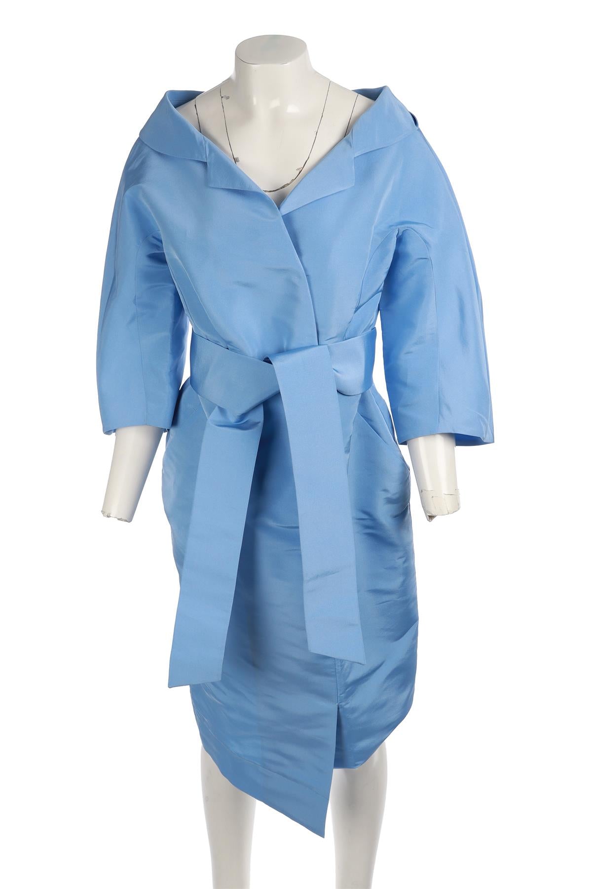 NATAN BLUE SILK MIDI DRESS EU 42 UK 14