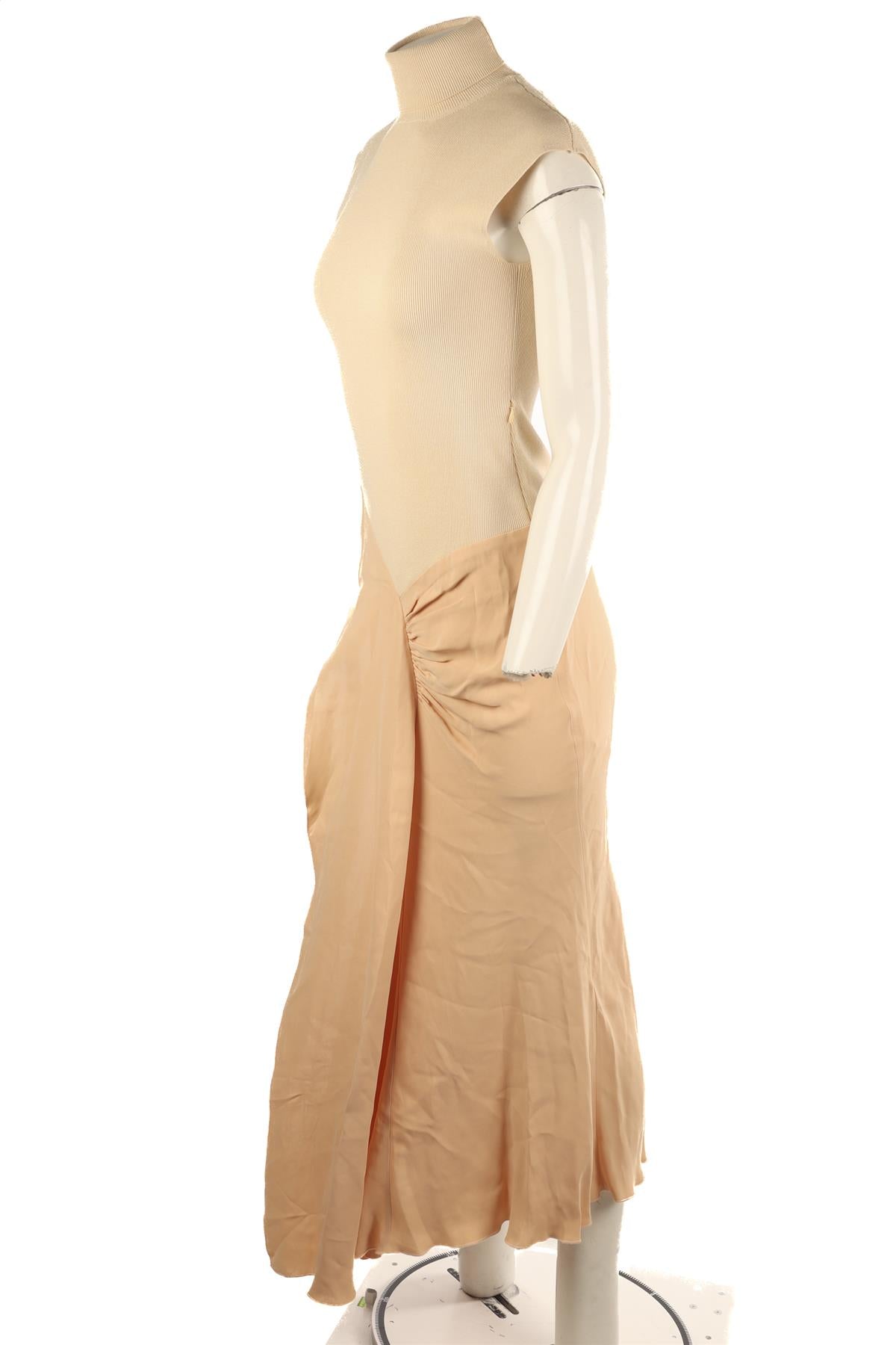 VICTORIA BECKHAM NUDE COTTON MAXI DRESS UK 8