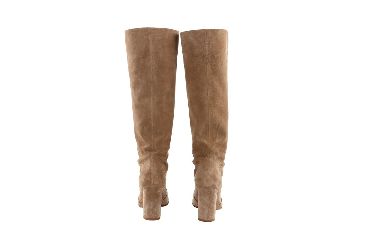 GIANVITO ROSSI BEIGE SUEDE KNEE HIGH BOOTS  EU 38.5 UK 5.5 US 8.5