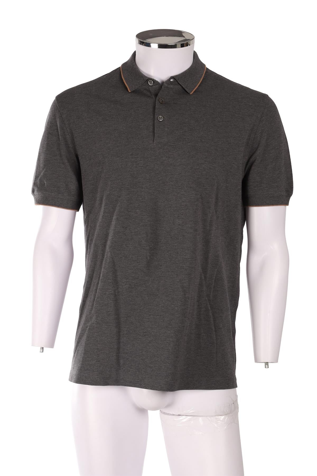 BRUNELLO CUCINELLI GREY MEN'S COTTON POLO SHIRT IT 50 UK/US 40