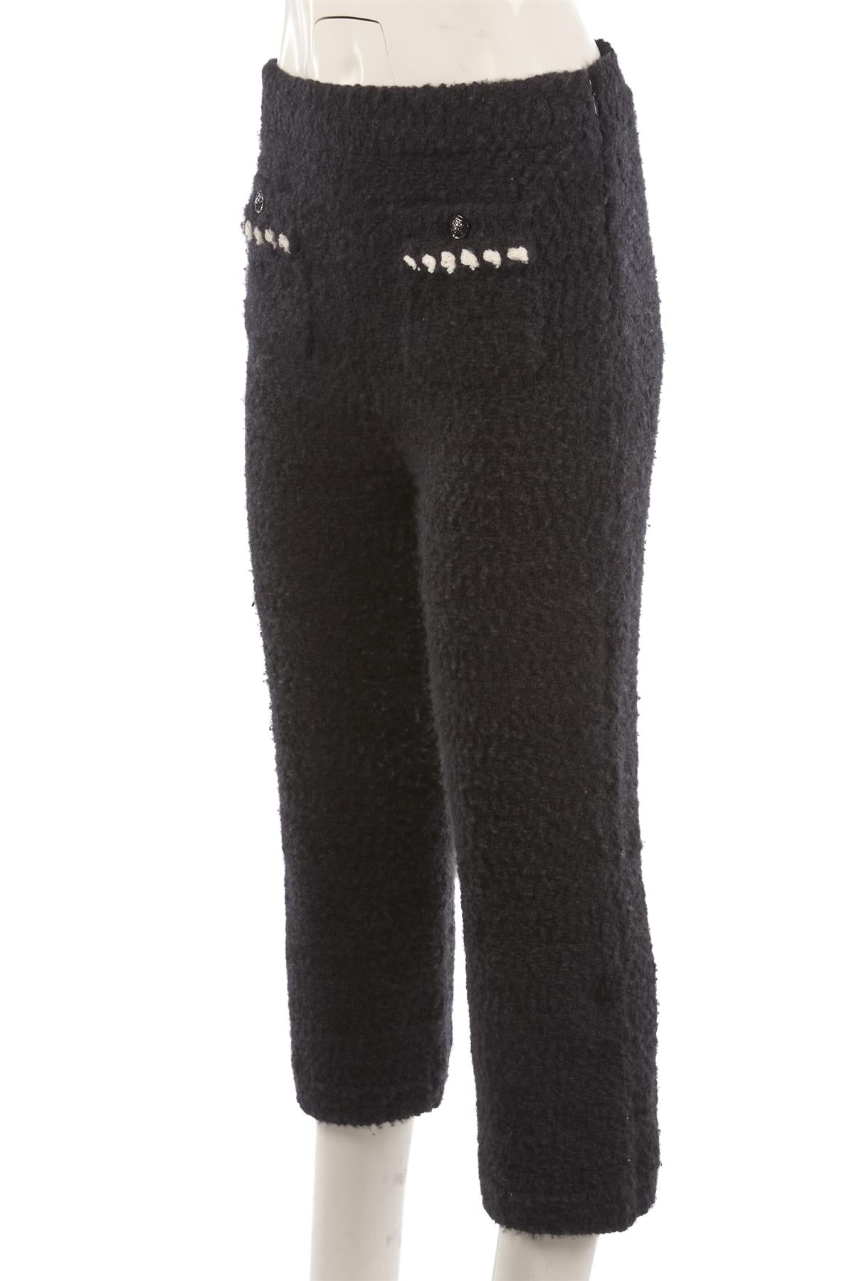 CHANEL BLACK 2022 CASHMERE STRAIGHT LEG PANTS FR 36 UK 8
