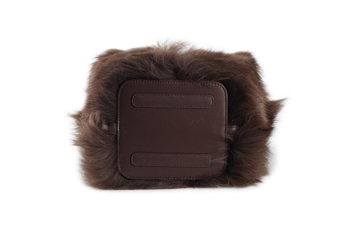 LORO PIANA BROWN BALE MICRO FUR TOTE BAG