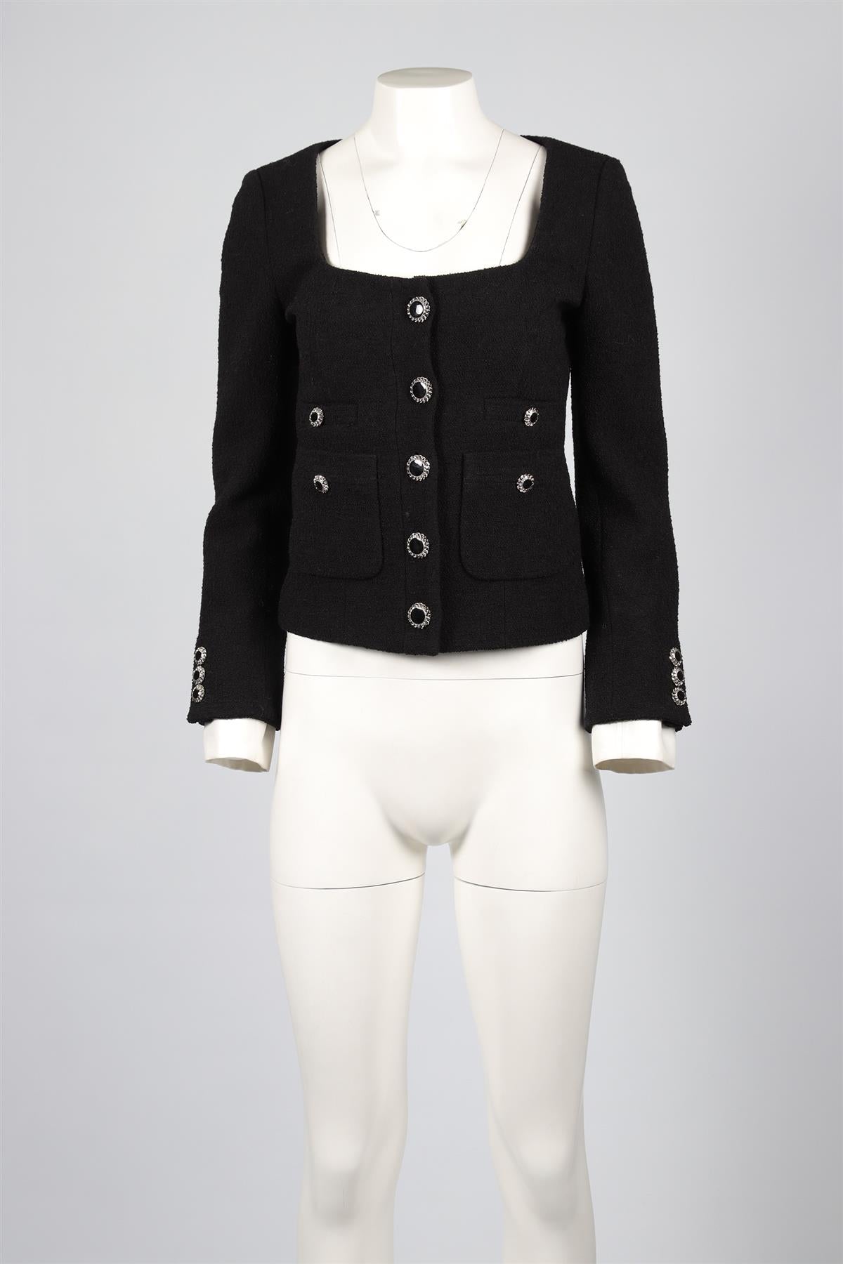 ALESSANDRA RICH BLACK WOOL JACKET IT 40 UK 8