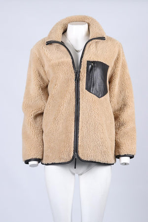ANINE BING FAUX SHEARLING AND LEATHER JACKET XSMALL