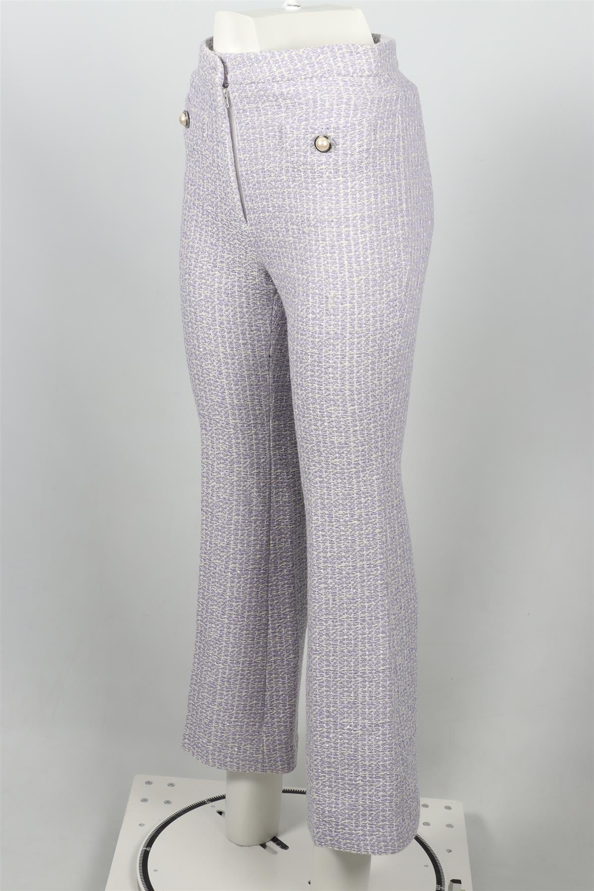 ALESSANDRA RICH PURPLE TWEED FLARED PANTS IT 38 UK 6