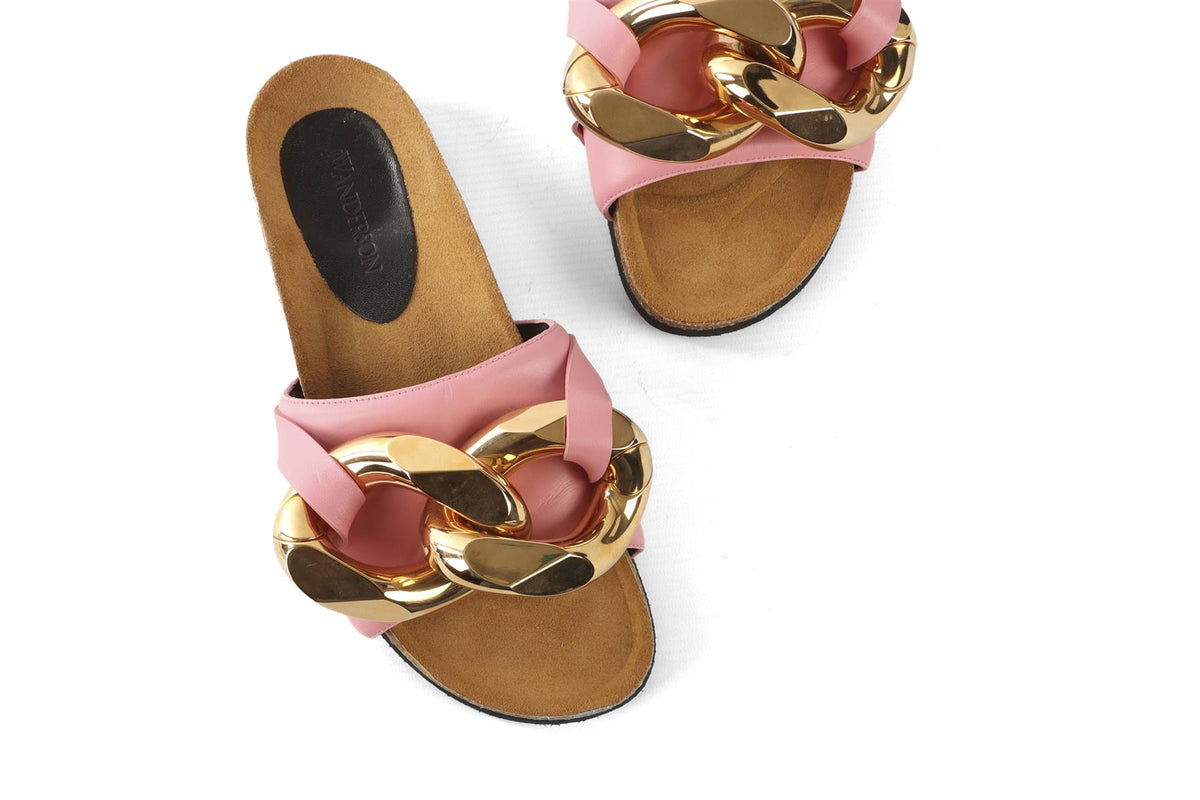 JW ANDERSON PINK LEATHER SLIDES EU 39 UK 6 US 9